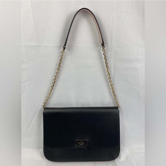 Kate Spade Liz Putnam black and light pink shoulder clutch purse - Picture 2 of 14